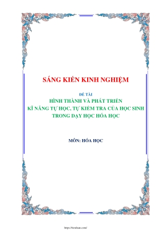 Hình thành và phát triển kĩ năng tự học, tự kiểm tra của học sinh