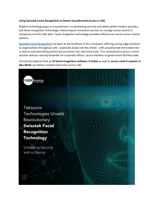Using Swisstek Facial Recognition to Detect Unauthorized Access in UAE