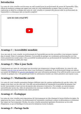 Les avantages des cartes de visite virtuelles pour les professionnels du secteur