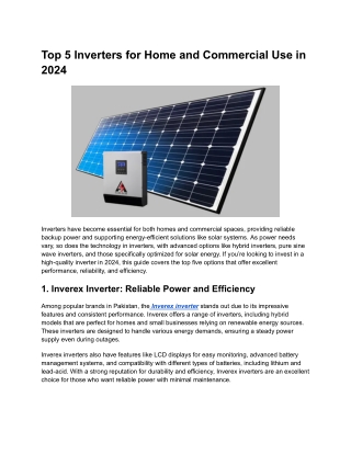 Top 5 Inverters for Home and Commercial Use in 2024