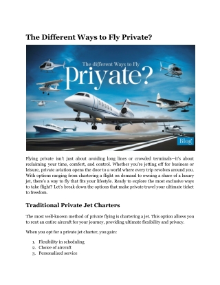 The Different Ways to Fly Private