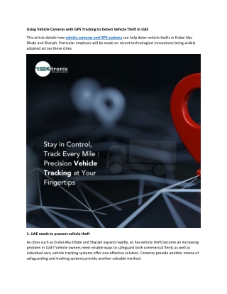 Using Vehicle Cameras with GPS Tracking to Detect Vehicle Theft in UAE