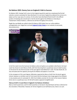 Six Nations 2025: Danny Care on England's Path to Success