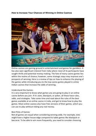 How to Increase Your Chances of Winning in Online Casinos