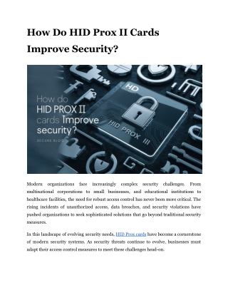 How Do HID Prox II Cards Improve Security_