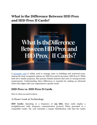 What is the Difference Between HID Prox and HID Prox II Cards?