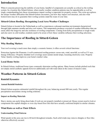 Sittard-Geleen Roofing: Comprehending Local Weather Condition Problems