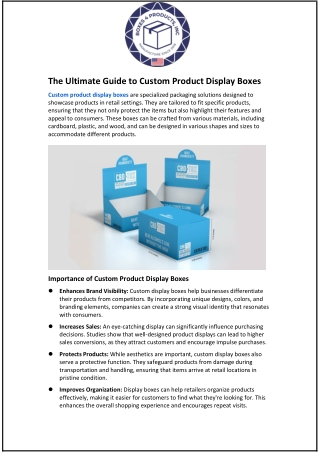 The Ultimate Guide to Custom Product Display Boxes