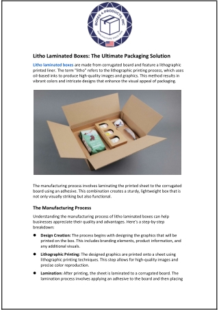 Litho Laminated Boxes: The Ultimate Packaging Solution