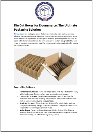 Die Cut Boxes for E-commerce: The Ultimate Packaging Solution