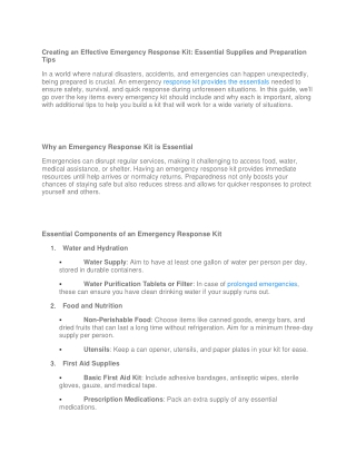 Creating an Effective Emergency Response Kit