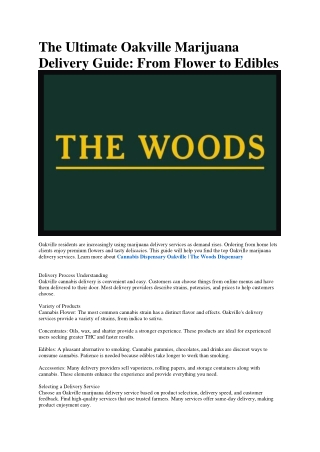 Weed Delivery Oakville | The Woods Dispensary