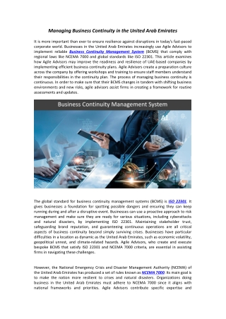 Managing Business Continuity in the United Arab Emirates