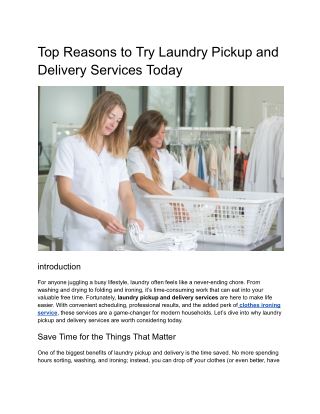 Top Reasons to Try Laundry Pickup and Delivery Services Today