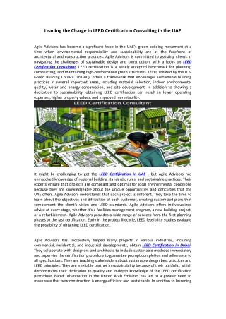 Leading the Charge in LEED Certification Consulting in the UAE