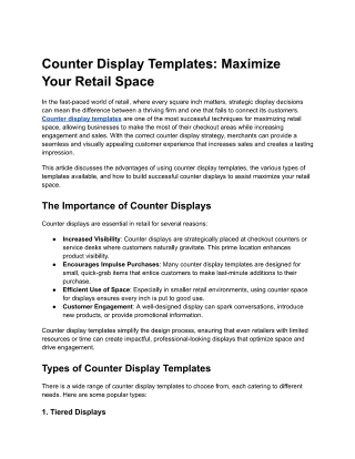Counter Display Templates: Maximize Your Retail Space