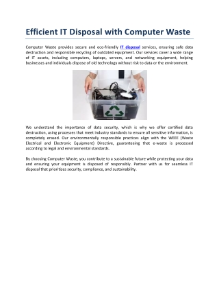 Efficient IT Disposal with Computer Waste