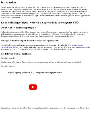 Le backlinking éthique : conseils d'experts dans votre agence SEO