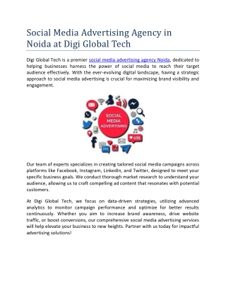 Social Media Advertising Agency in Noida at Digi Global Tech