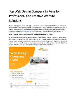 Top Web Design Company in Pune for Professional and Creative Website Solutions