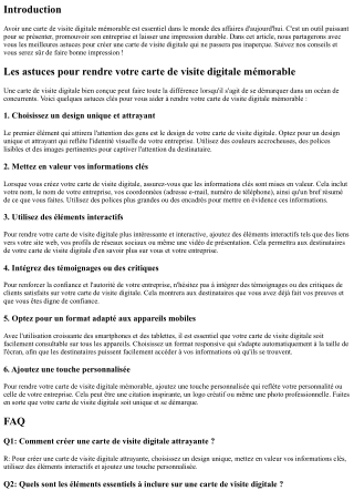 Les astuces pour rendre votre carte de visite digitale mémorable
