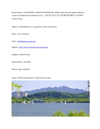 FOR KOREANS - INDIAN ELECTRONIC VISA  Official Indian Visa Immigration Office fo