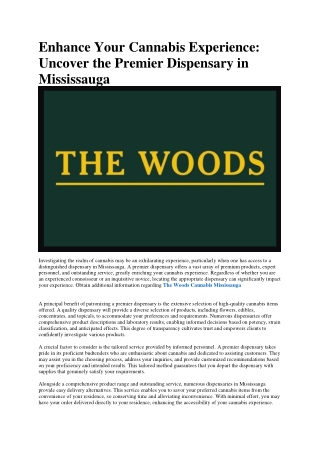 The Woods Cannabis Besy in Mississauga
