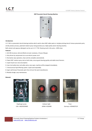I.C.T SMT Pneumatic Stencil Cleaning Machine I.C.T-750 V1.1