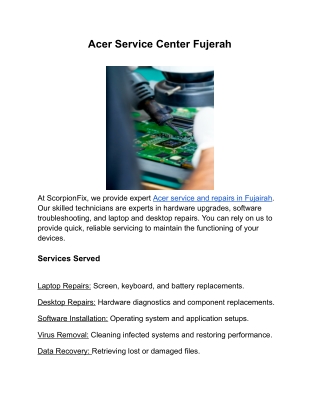 Acer Service Center Fujerah