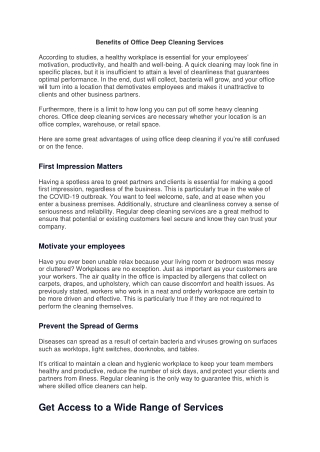 Office Deep Cleaning Services