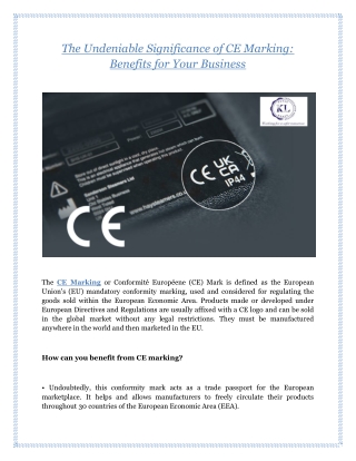 The Undeniable Significance of CE Marking: Benefits for Your Business