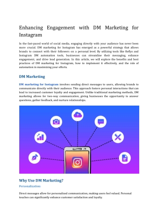 Enhancing Engagement with DM Marketing for Instagram