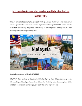 Is it possible to cancel or reschedule flights booked on SETURTRIP