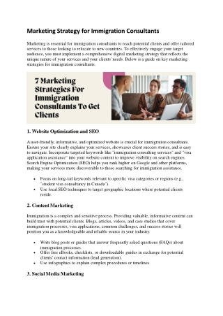 Marketing Strategy for Immigration Consultants - PPT