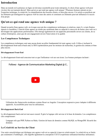 Qu'est-ce qui rend une agence web unique ?