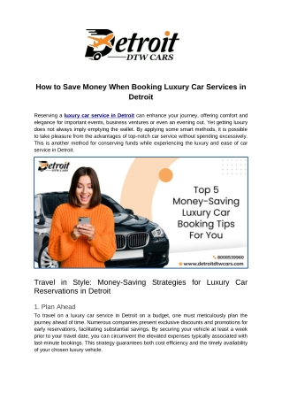 How to Save Money When Booking Luxury Car Services in Detroit