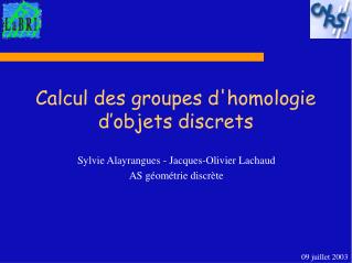 Calcul des groupes d'homologie d’objets discrets
