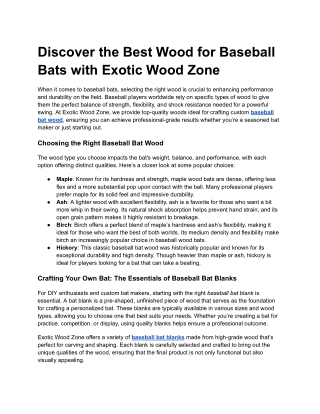 baseball bat blank