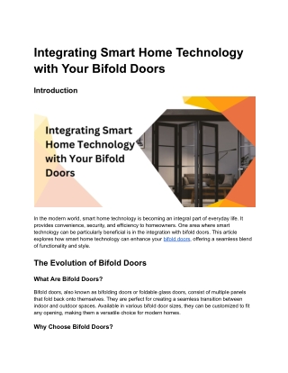 Integrating Smart Home Technology with Your Bifold Doors