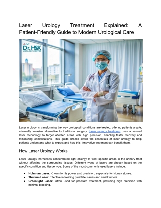 Laser Urology Treatment Explained_ A Patient-Friendly Guide to Modern Urological Care