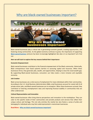 Why are black-owned businesses important?