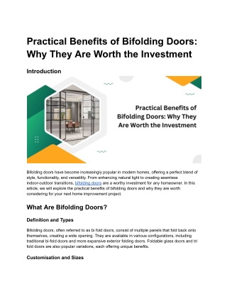 Practical Benefits of Bifolding Doors_ Why They Are Worth the Investment