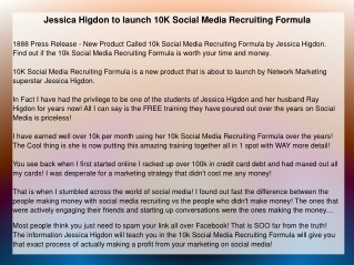 Jessica Higdon to launch 10K Social Media Recruiting Formula