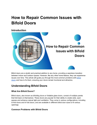 How to Repair Common Issues with Bifold Doors
