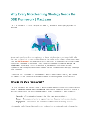 Why Every Microlearning Strategy Needs the DDE Framework _ MaxLearn