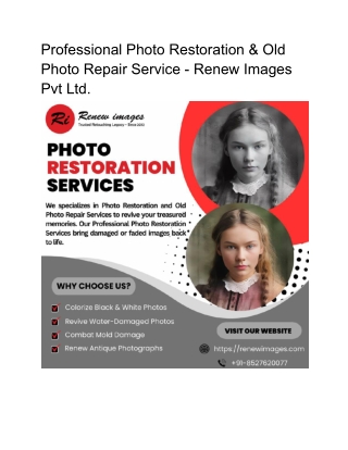 Professional Photo Restoration & Old Photo Repair Service - Renew Images Pvt Ltd