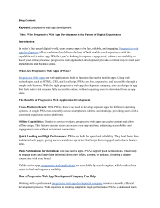 Why Progressive Web App Development is the Future of Digital Experiences