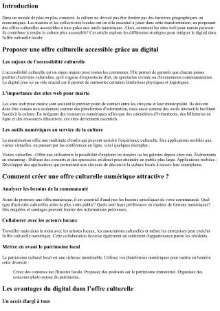 'Proposer une offre culturelle accessible grâce au digital.'