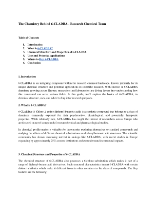 The Chemistry Behind 6-CLADBA - Research Chemical Team