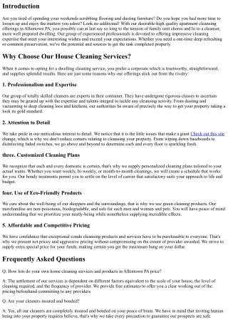 Experience Top-Quality House Cleaning Services in Allentown PA
